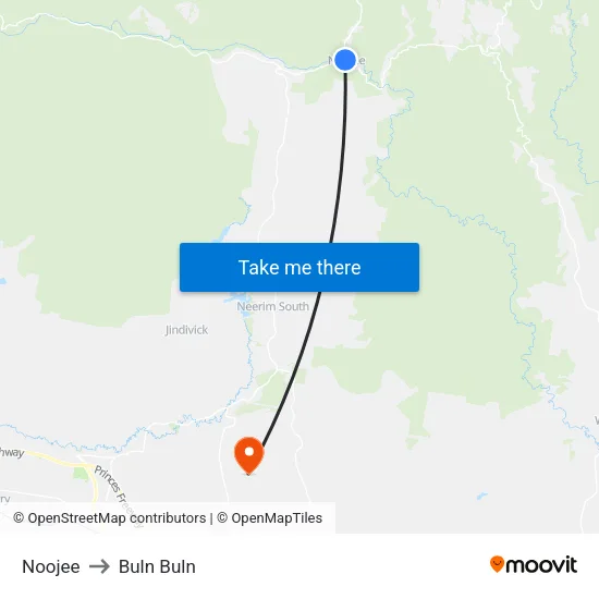Noojee to Buln Buln map