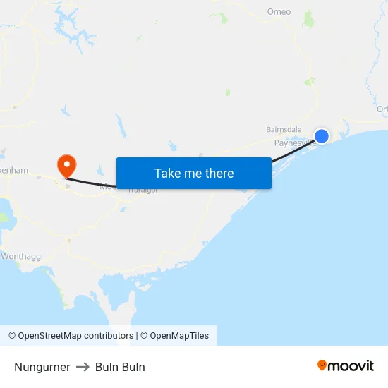 Nungurner to Buln Buln map