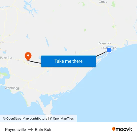Paynesville to Buln Buln map