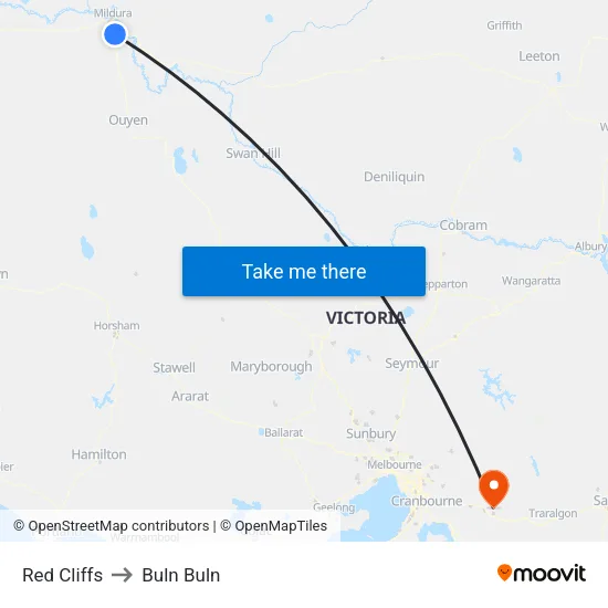 Red Cliffs to Buln Buln map