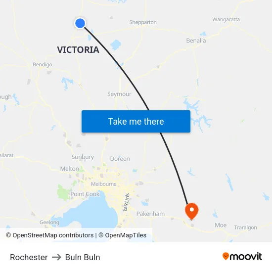 Rochester to Buln Buln map