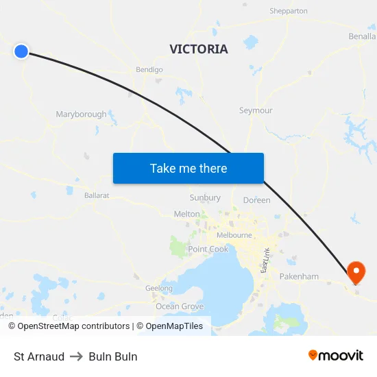 St Arnaud to Buln Buln map
