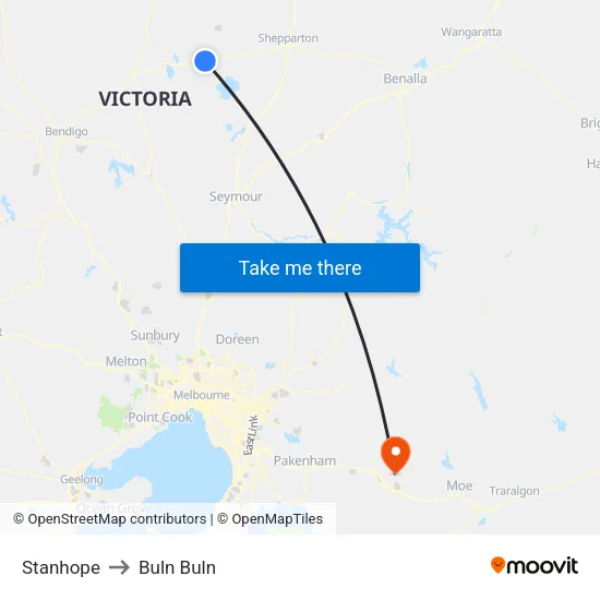 Stanhope to Buln Buln map