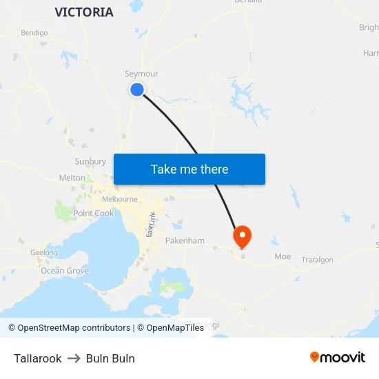 Tallarook to Buln Buln map