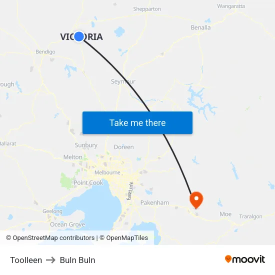 Toolleen to Buln Buln map