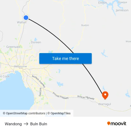 Wandong to Buln Buln map