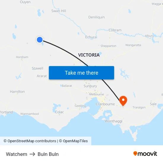 Watchem to Buln Buln map