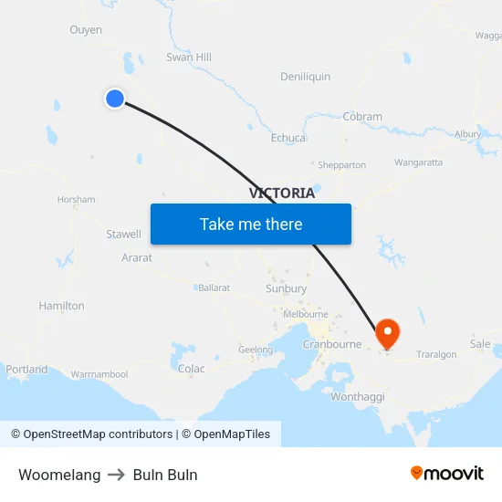 Woomelang to Buln Buln map