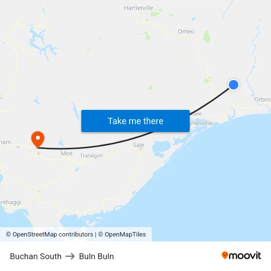 Buchan South to Buln Buln map
