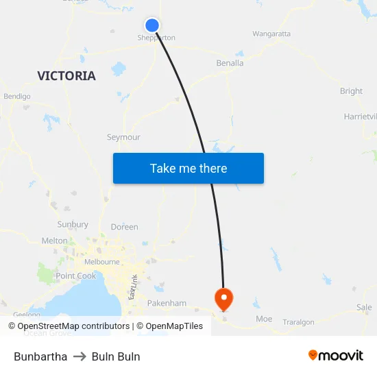 Bunbartha to Buln Buln map