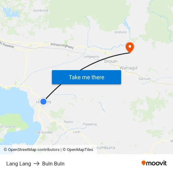 Lang Lang to Buln Buln map