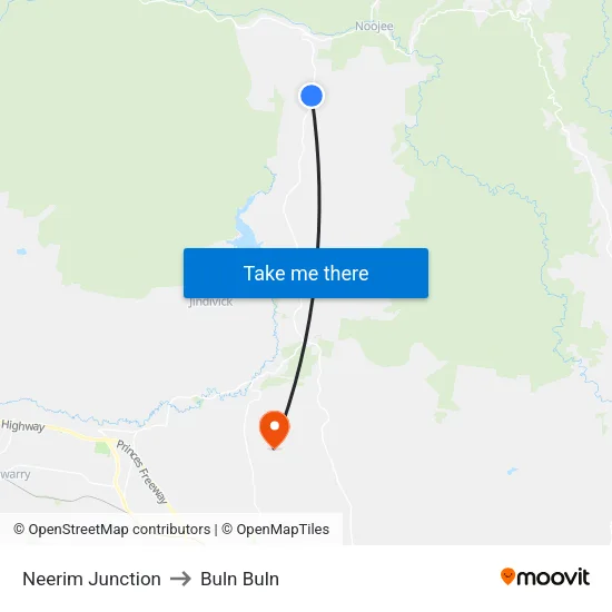 Neerim Junction to Buln Buln map