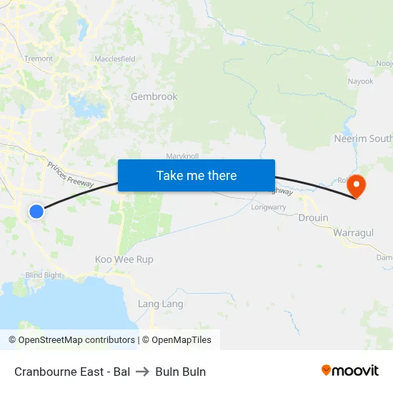 Cranbourne East - Bal to Buln Buln map