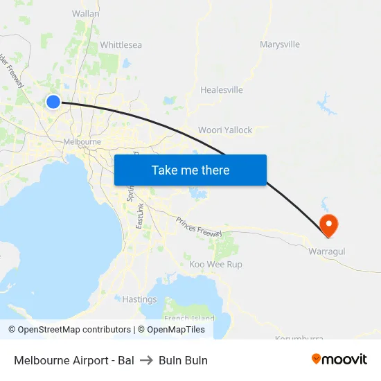 Melbourne Airport - Bal to Buln Buln map