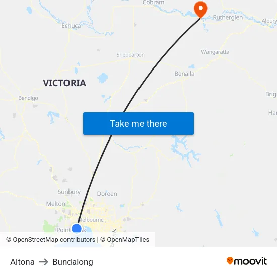 Altona to Bundalong map