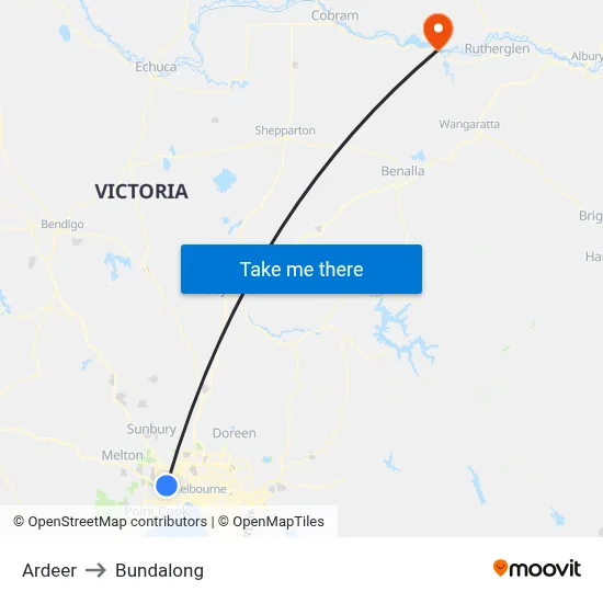 Ardeer to Bundalong map