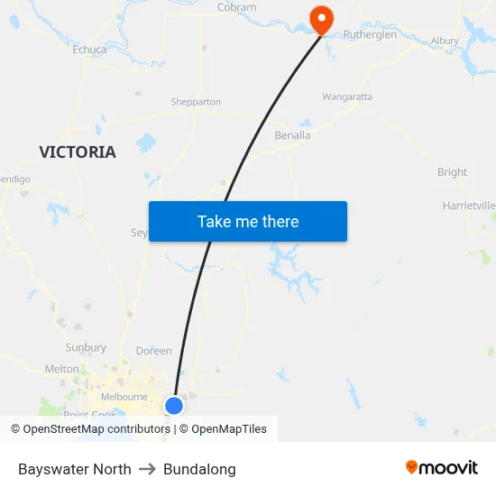 Bayswater North to Bundalong map