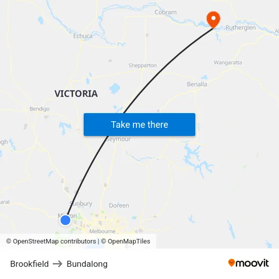 Brookfield to Bundalong map