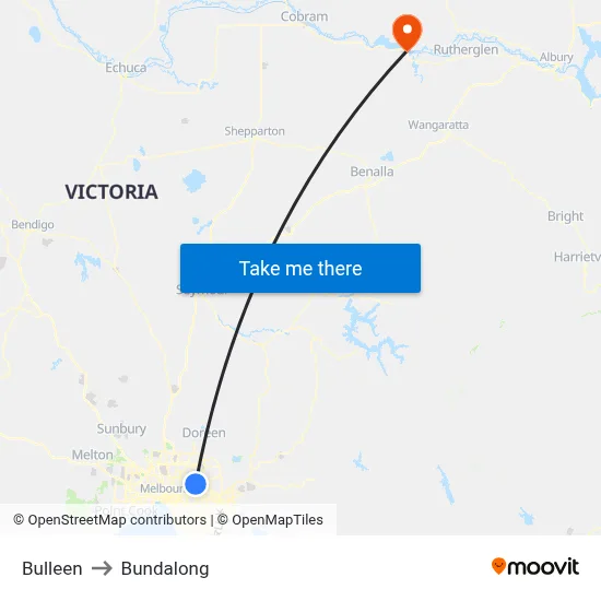 Bulleen to Bundalong map