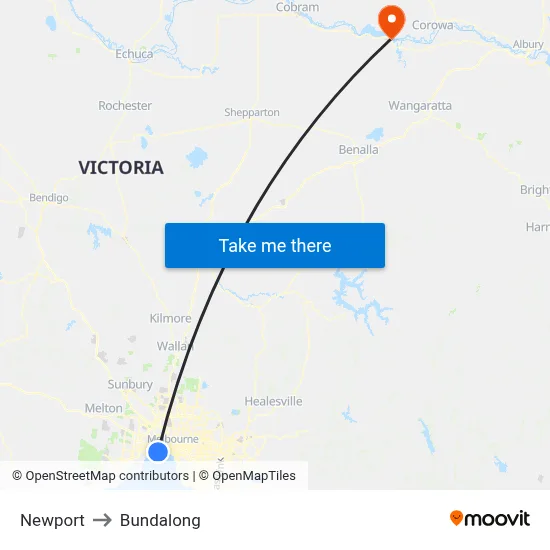 Newport to Bundalong map