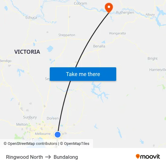 Ringwood North to Bundalong map
