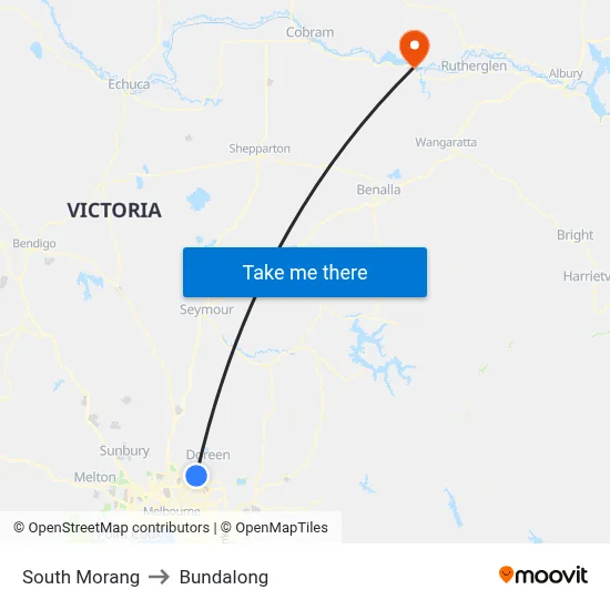 South Morang to Bundalong map
