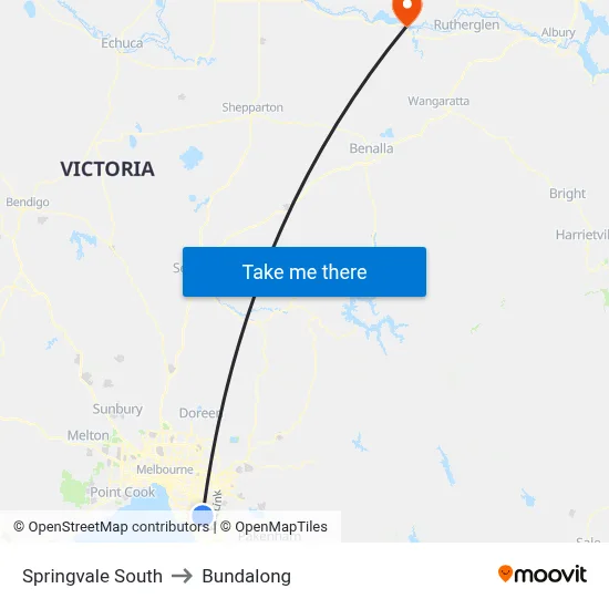 Springvale South to Bundalong map