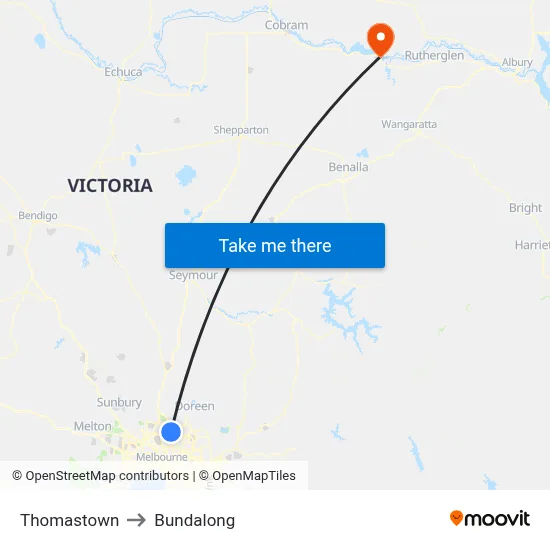 Thomastown to Bundalong map