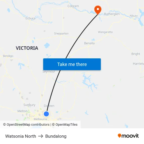 Watsonia North to Bundalong map