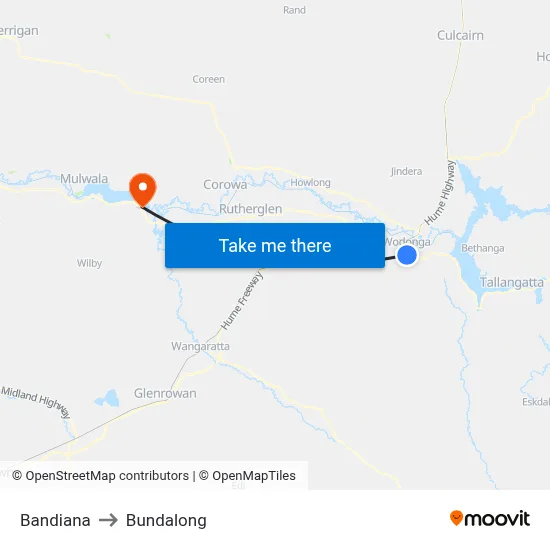 Bandiana to Bundalong map