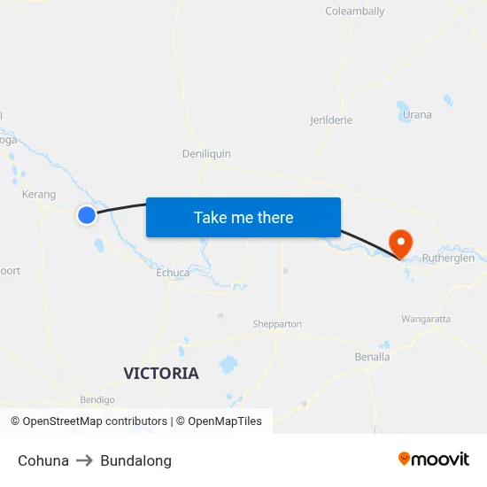Cohuna to Bundalong map