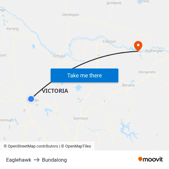 Eaglehawk to Bundalong map