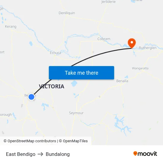 East Bendigo to Bundalong map