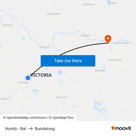 Huntly - Bal to Bundalong map