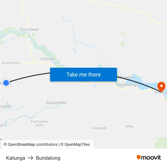 Katunga to Bundalong map