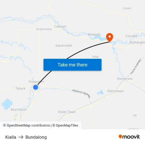 Kialla to Bundalong map