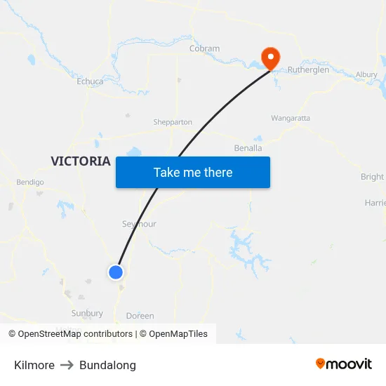 Kilmore to Bundalong map