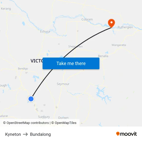Kyneton to Bundalong map