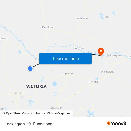 Lockington to Bundalong map