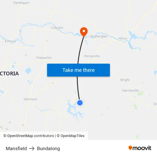 Mansfield to Bundalong map