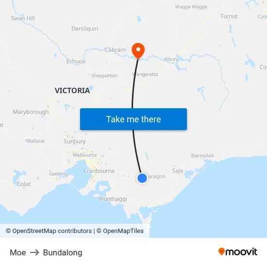 Moe to Bundalong map