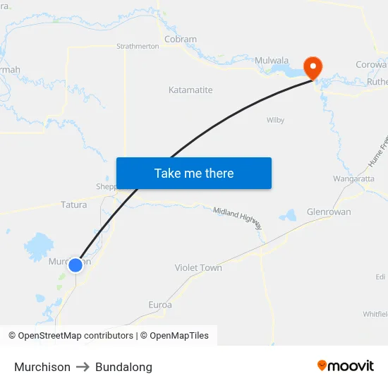 Murchison to Bundalong map
