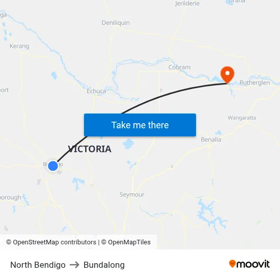 North Bendigo to Bundalong map