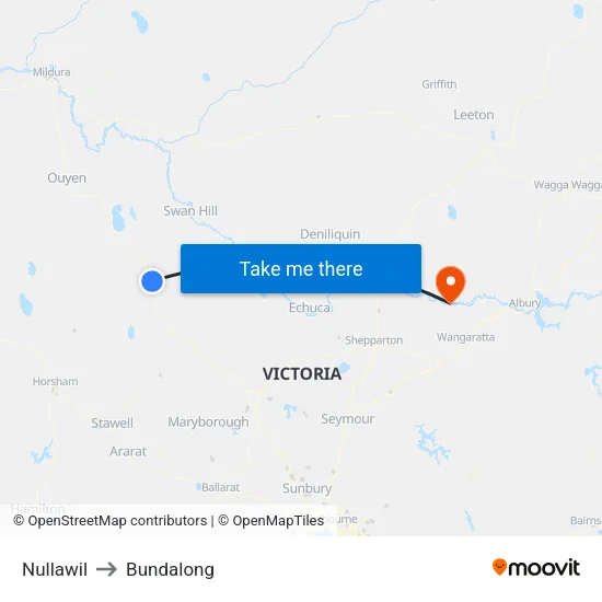 Nullawil to Bundalong map