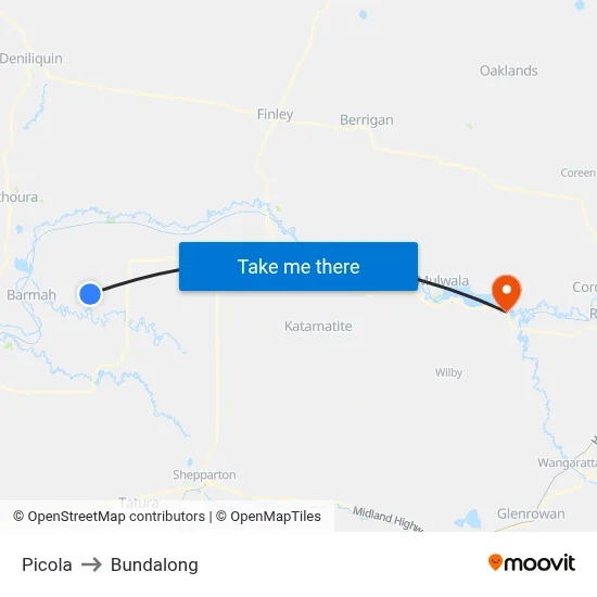 Picola to Bundalong map