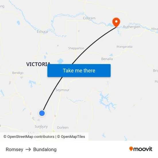 Romsey to Bundalong map