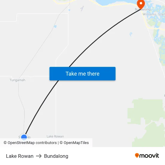 Lake Rowan to Bundalong map