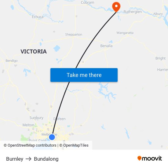 Burnley to Bundalong map