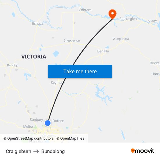 Craigieburn to Bundalong map