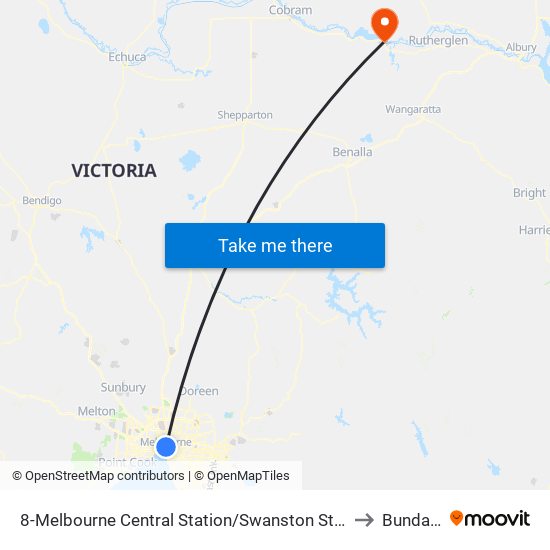 8-Melbourne Central Station/Swanston St (Melbourne City) to Bundalong map